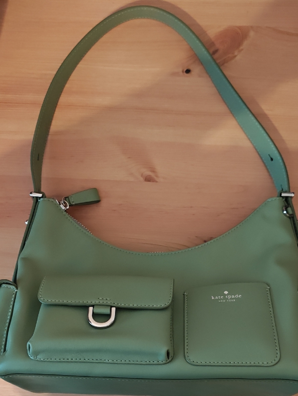kate spade Green Leather Shoulder Bag with Front Pockets